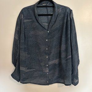 POETRY- silk vintage blouse japanese style print SZ. 14